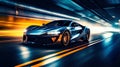 Dynamic image captures a sport car in action on a road, showcasing the exhilaration of high-speed motion