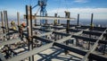 High-Rise Construction: Steel Frame and Workers Royalty Free Stock Photo
