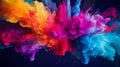 A dynamic image with an explosion of colorful smoke of paint splatters