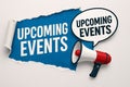 Upcoming Events Announcement with Megaphone Royalty Free Stock Photo