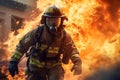 Dynamic image firefighter action. Generate ai Royalty Free Stock Photo