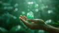 Dynamic image of a Reiki healer's hands hovering above a client's body, with a hovering jade crystal focusing on