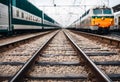 Parallel Journeys: Rails Converging in the Distance Royalty Free Stock Photo