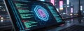 Neon Code & Urban Glow: The Future of Digital Programming Royalty Free Stock Photo
