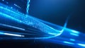Binary Code Stream Flowing Through a Dark Technological Landscape Royalty Free Stock Photo