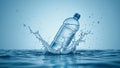 Refreshing Splash: Plastic Water Bottle in Clean Blue Environment Royalty Free Stock Photo