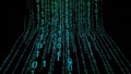 Futuristic Digital Matrix of Binary Code Streaming in Dark Environment Royalty Free Stock Photo