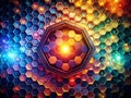 Dynamic Interplay of Cellular Structures A Gradient Circle Connected to a Hexagonal Network Unveiling Complex Royalty Free Stock Photo