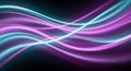 Intersecting waves of luminous magenta and cyan light trails creating a vibrant abstract background Royalty Free Stock Photo