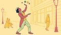 Dynamic juggler performs in an urban setting, captivating street art. vector design Generative AI Royalty Free Stock Photo