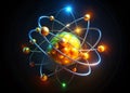 Dynamic 4K Uranium Atom Animation A mesmerizing visual of rotating ions within a uranium atom perfect for scientific Royalty Free Stock Photo