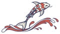 Dynamic Koi Fish Jumping Splash Art, vector design Generative AI Royalty Free Stock Photo