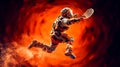 Dynamic lacrosse player in action, perfect for sports betting advertisement.