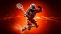 Dynamic lacrosse player in action, perfect for sports betting advertisement.