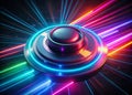 Dynamic Laser Show Simulation of a Neon Call Button Stunning 3D Render for Digital Art Backgrounds or Graphic Royalty Free Stock Photo