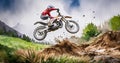 Dynamic Leap in Off-Road Motorbiking Royalty Free Stock Photo