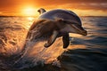Dynamic leap, a portrait of a dolphin soaring over the sea Royalty Free Stock Photo