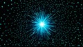 Dynamic light burst exploding in space with radiating particles and energy