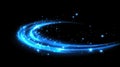 Dynamic Light Stream: Swirling Blue Energy with Sparkling Stars on a Black Background Royalty Free Stock Photo