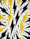 Dynamic Lightning Bolt Pattern in Black, White, and Yellow