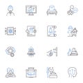 Dynamic line icons collection. Versatile , Agile , Radiant , Vibrant , Kinetic , Energetic , Fluid vector and linear