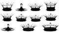 Dynamic Liquid Splash Crowns and Drops Vector Set Royalty Free Stock Photo
