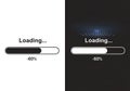 Dynamic loading bar progress indicators split screen comparison white and dark modes Royalty Free Stock Photo