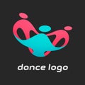 Dynamic logo of choreographic dance collective on a dark background. Royalty Free Stock Photo