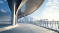 Dynamic long shot of a modern bridge with impressive design and a summer skyline backdrop Royalty Free Stock Photo