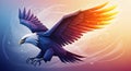 Stylized Eagle in Flight with Fiery Wings Royalty Free Stock Photo