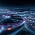 A Dynamic and Luminous Network of Interconnected Lines and Points Representing Complex Data Flow and Digital Connectivity Royalty Free Stock Photo