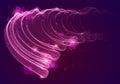 Dynamic magic wave transparent tulle textile on wind over dark, particles flow, effect in motion. Vector abstract background. 3d Royalty Free Stock Photo