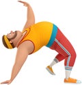 Dynamic man in stylish acrobatic outfit performs gymnastics pose. Royalty Free Stock Photo