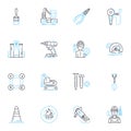 Dynamic management linear icons set. Agile, Flexibility, Adaptability, Innovation, Resilience, Efficiency, Optimization