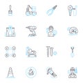 Dynamic management linear icons set. Agile, Flexibility, Adaptability, Innovation, Resilience, Efficiency, Optimization