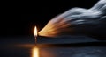 Dynamic match ignition creating a powerful, abstract wave of energy, perfect for symbolizing innovation, business growth, startup Royalty Free Stock Photo
