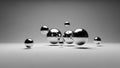 Dynamic Metallic Spheres Render Abstract Silver Orbs Floating Background Element Royalty Free Stock Photo