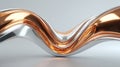 Dynamic Metallic Wave: Abstract Silver and Copper Design on a Clean Surface Royalty Free Stock Photo