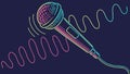 Dynamic microphone with blue and green sound waves, audio, vector design Generative AI Royalty Free Stock Photo