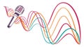 Dynamic Microphone Emitting Abstract Sound Waves, vector design Generative AI Royalty Free Stock Photo
