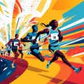 Dynamic Minimalist Art: Race Day Finish Line with Musical Elements