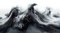 Dynamic minimalist ink waves in sharp focus, creating mesmerizing visual effect