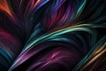 A dynamic mixture of RGB colors spiraling and intertwining over a dark background. Abstract art featuring vibrant hues and