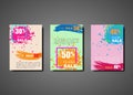 Dynamic modern splash brochures for flash sale banners. Sale colorful brush stroke banner template design, Flash sale special 50 %