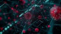 Dynamic molecular interaction abstract visualization digital art futuristic environment close-up view scientific concept