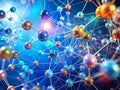 Dynamic Molecular Network Visualizes Futuristic Connections Abstract SciFi Background Featuring Vibrant Nodes and