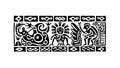 Dynamic Monochrome Tribal Figures and Geometric Pattern Border, vector design Generative AI Royalty Free Stock Photo