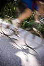 Dynamic motion blur of close racing bicycle passing