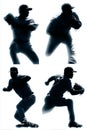 Dynamic motions of a baseball pitcher preparing to throw during practice Royalty Free Stock Photo