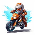 Dynamic Motorcycle Game Character In T-pose On Isolated Background